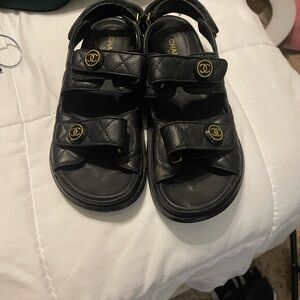 Chanel Women’s Black Lambskin Sandals